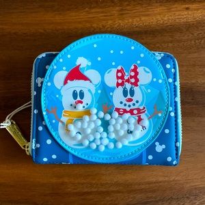 Disney Snowman Mickey and Minnie Mouse Snow Globe Zip Around Wallet 2021